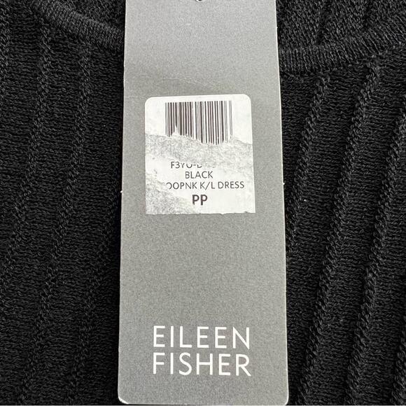 Eileen Fisher Washable Wool Ribbed Pleated Dress Black Size PP NEW - Picture 9 of 12